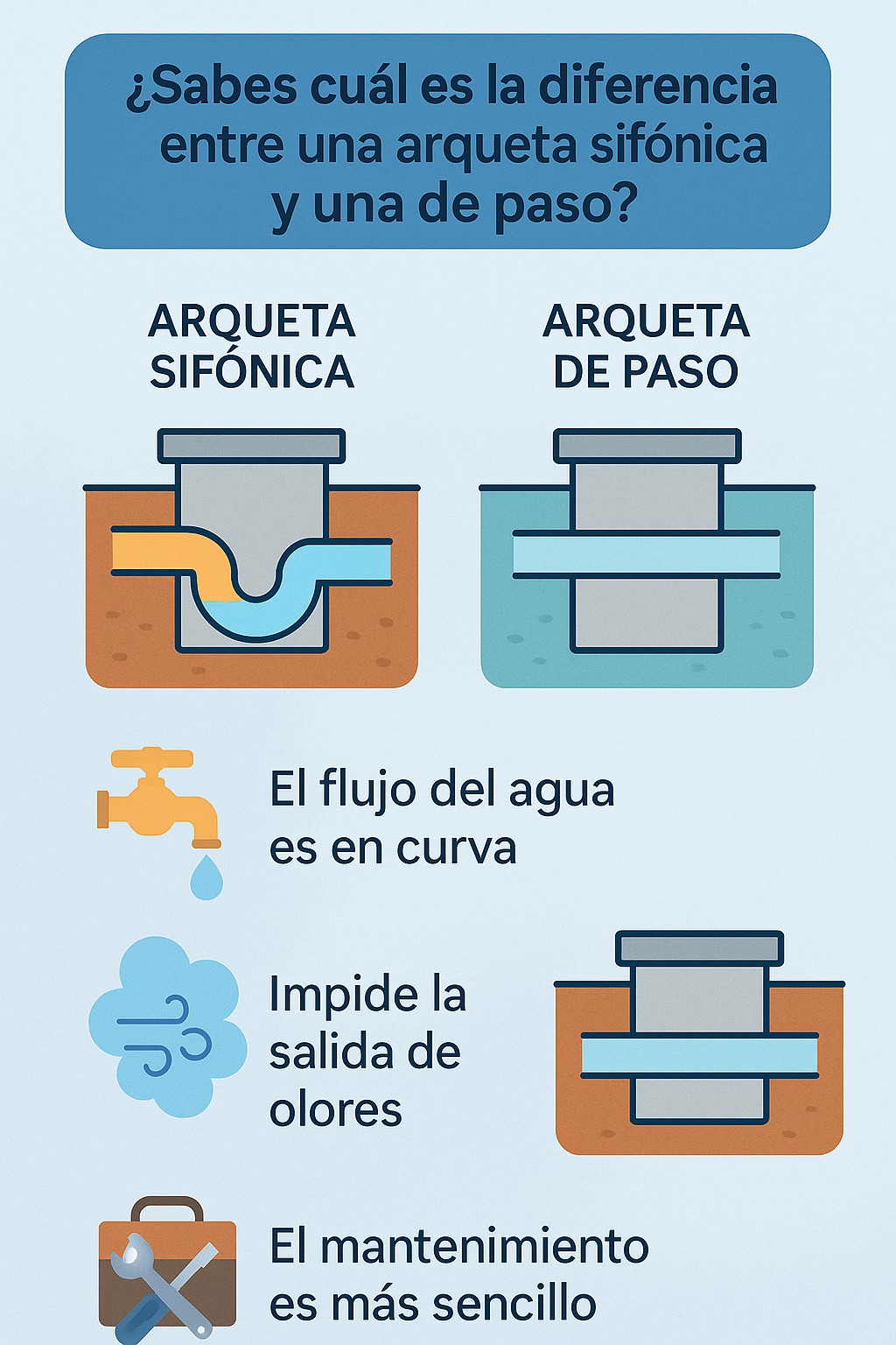 Diferencias entre una arqueta sifónica y una de paso