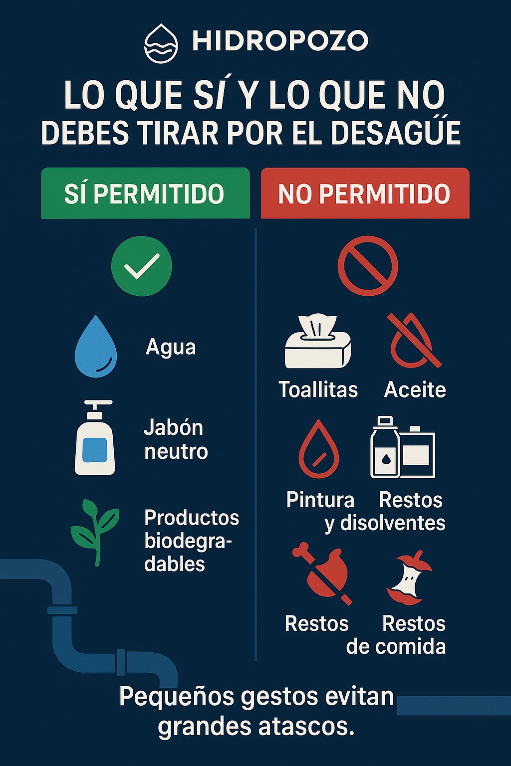 Lo que sí y lo que no está permitido tirar al desagüe