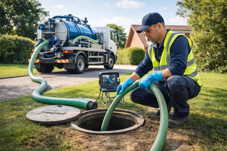 Mantenimiento profesional de fosa séptica con técnico especializado