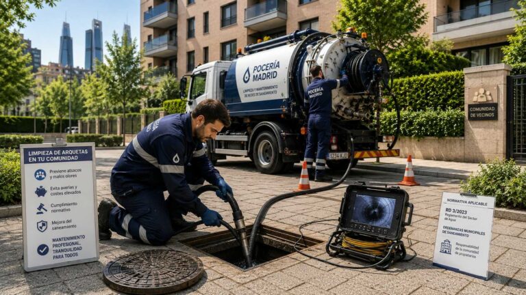 Limpieza profesional de arquetas en comunidad de vecinos en Madrid