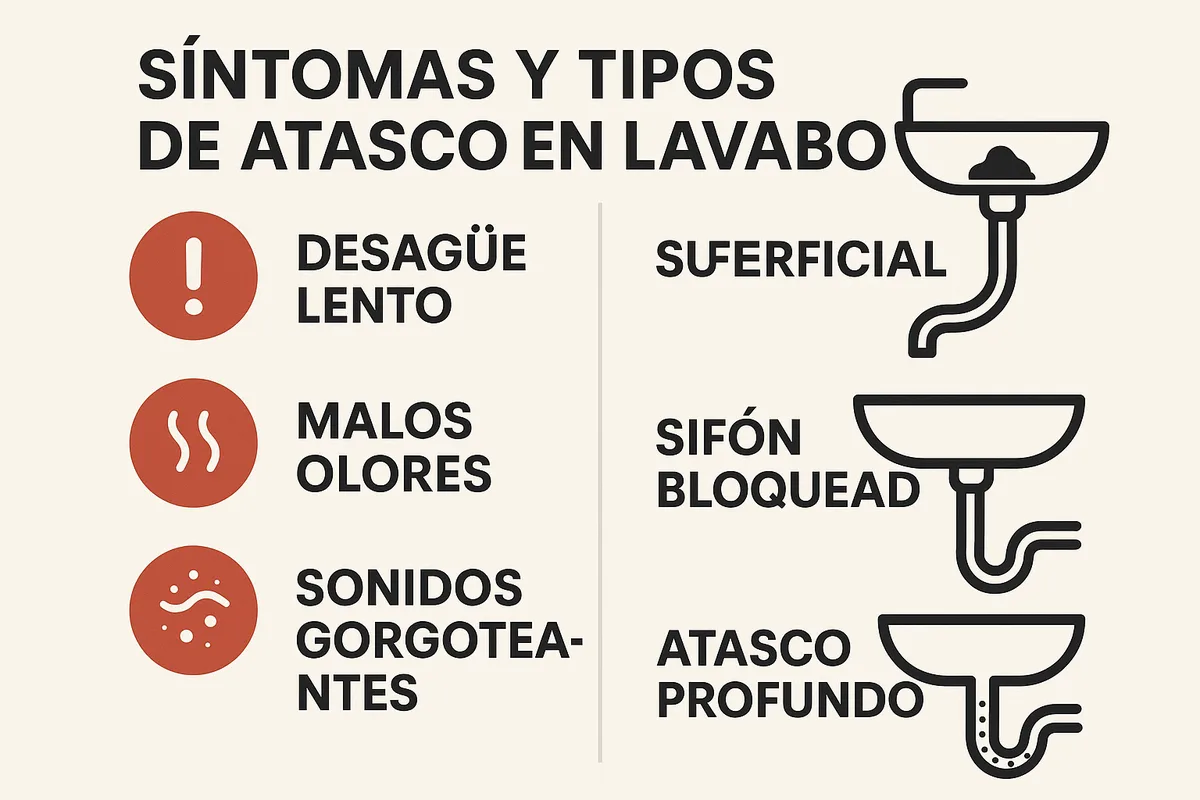 Síntomas y tipos de atasco en lavabo